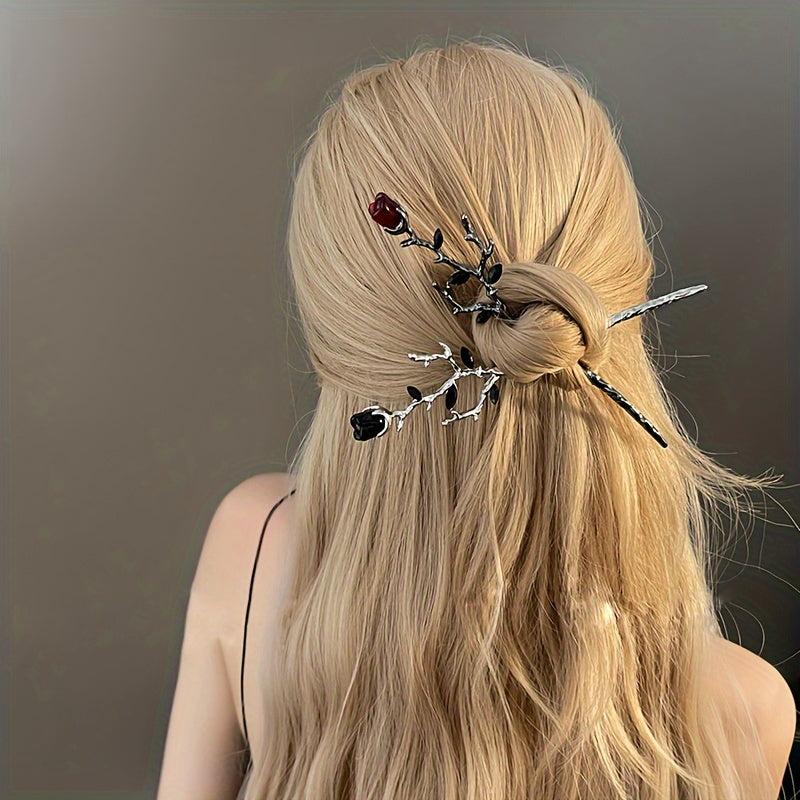 1pc Gothic Style Hair Pin Rose Vine Decoration Hair Dish Stylish Hair Decorative Accessories For Women