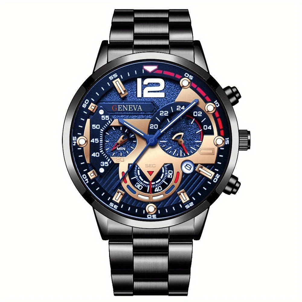Stylish Mens Stainless Steel Watch - Daily Calendar, Timeless Classic Design - Perfect Gift for Fashion-Conscious Gentlemen