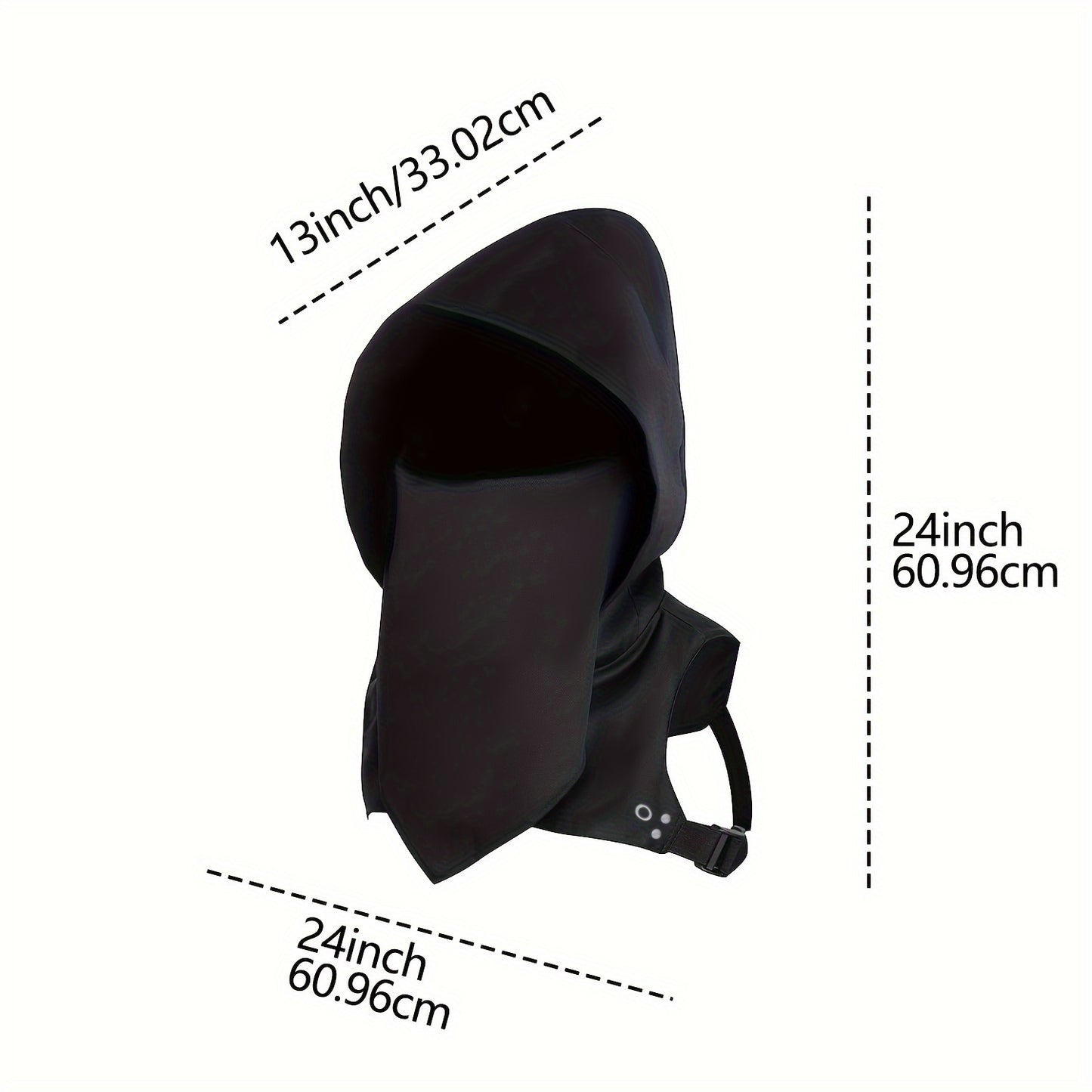 Black Cyberpunk Assassin Hood Scarf - Street Style Acrylic Cloak Hat with Adjustable Straps for Cosplay & Outdoor Adventures