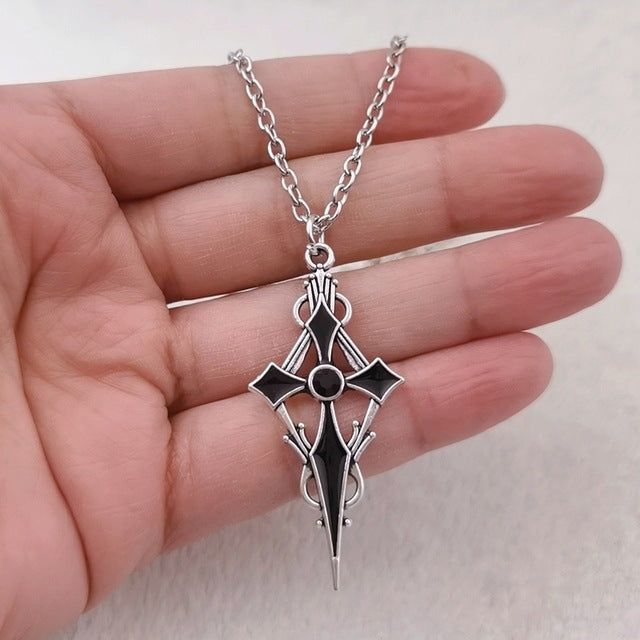 Cross Halloween Vampire Necklace Gothic Style Dark Personality Pendant Necklace Punk Hip Hop Necklace