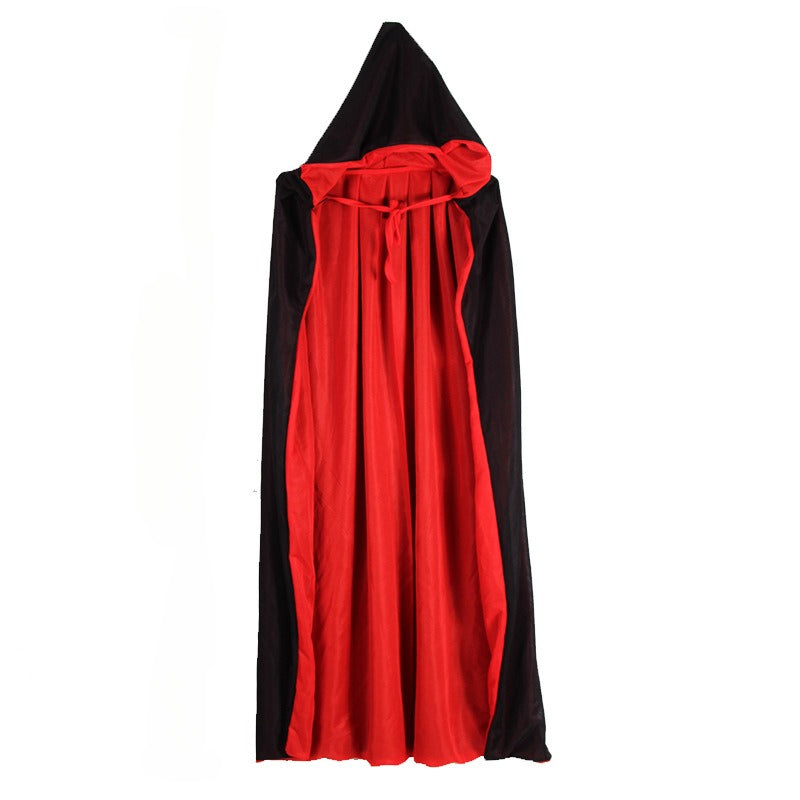 Halloween Double Layers Black & Red Cloak, Hooded & Stand Collar Style Available, Vampire Death Cosplay Cloak, LARP Party Supplies, Stage Performance Accessories
