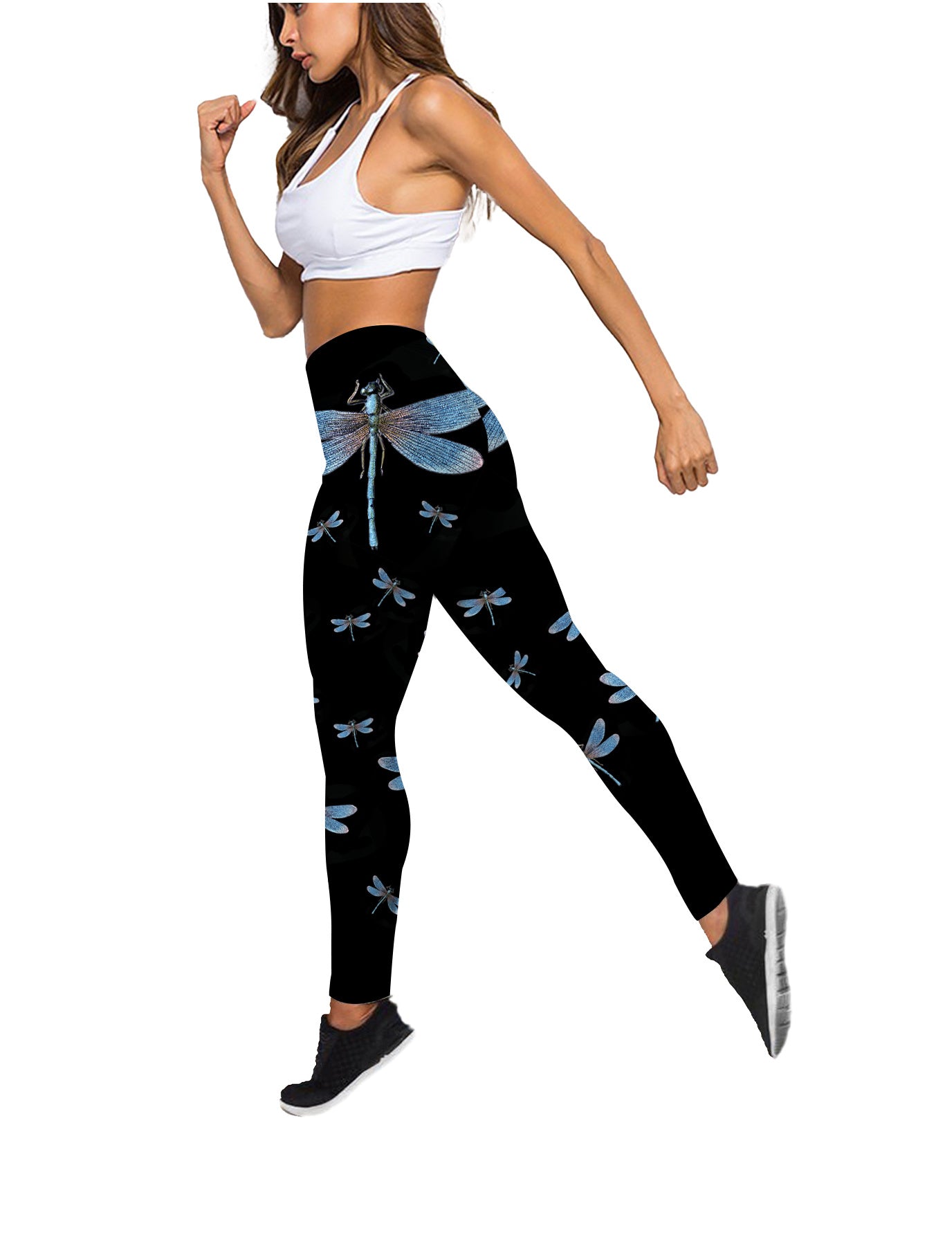 Women's Fashion Whisper Dragonfly Tank Top Casual Sleeveless Vest Legging Casual Yoga Pants Fitness Girls Sport Suit Plus Size