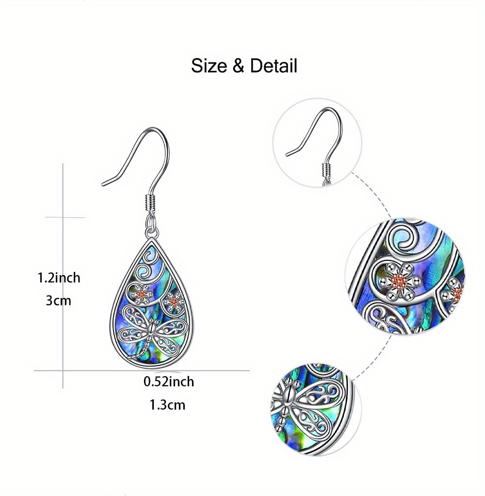 Elegant Dragonfly & Floral Drop Earrings - Alloy with White Golden Plating, Multicolor Fashion Jewelry for Girls, Perfect Gift for Birthdays and Christmas