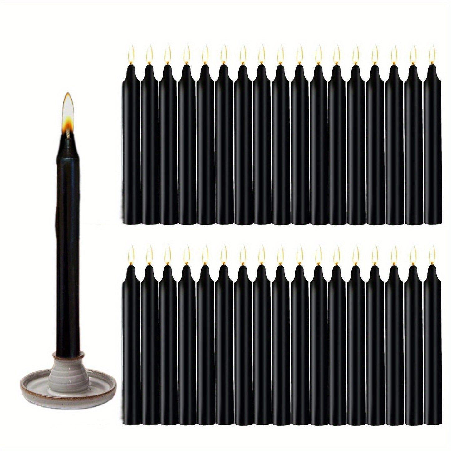 Premium Black Spell Chime Candles - 10/20pcs, Unscented Mini Taper For Rituals, Meditation & Home Decor, Smokeless Paraffin Wax, Perfect For Altar, Prayer & Birthdays