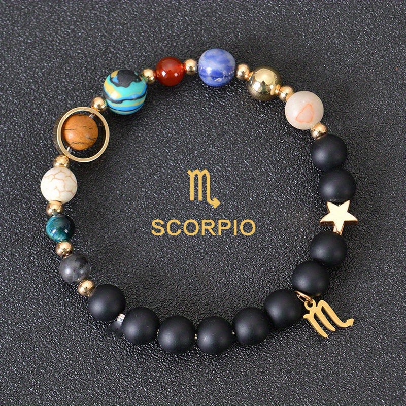 Handcrafted Zodiac Bracelet - Natural Tiger Eye Stone Beads, Unique Pattern & Color Variations, Perfect Gift for Women and Men