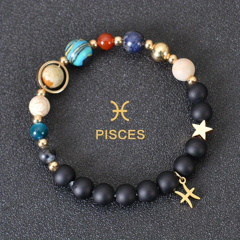 Handcrafted Zodiac Bracelet - Natural Tiger Eye Stone Beads, Unique Pattern & Color Variations, Perfect Gift for Women and Men