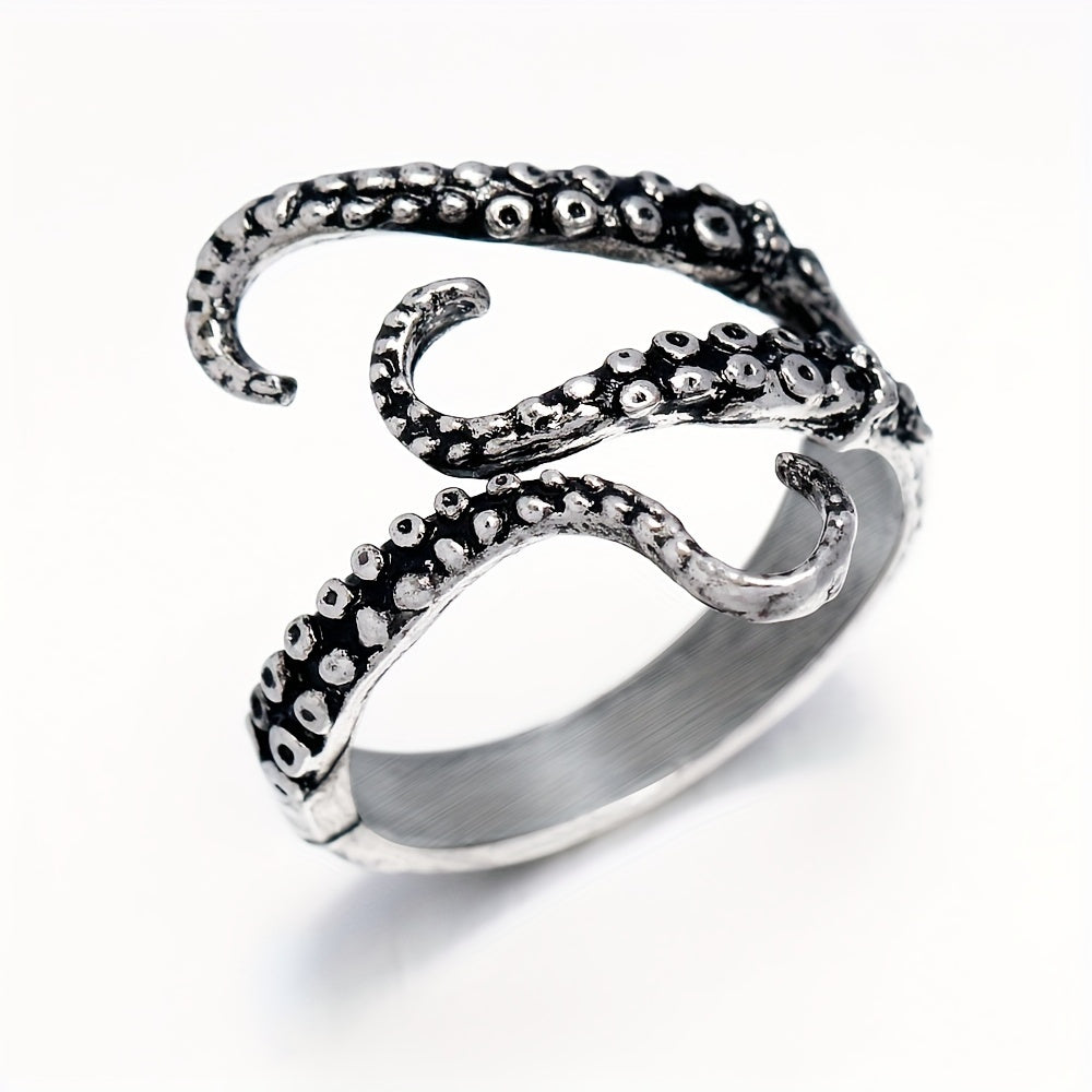 Adjustable Stainless Steel 8pc Ring Set - Dragon & Snake Zircon-Inlaid, Retro Casual Style Essentials