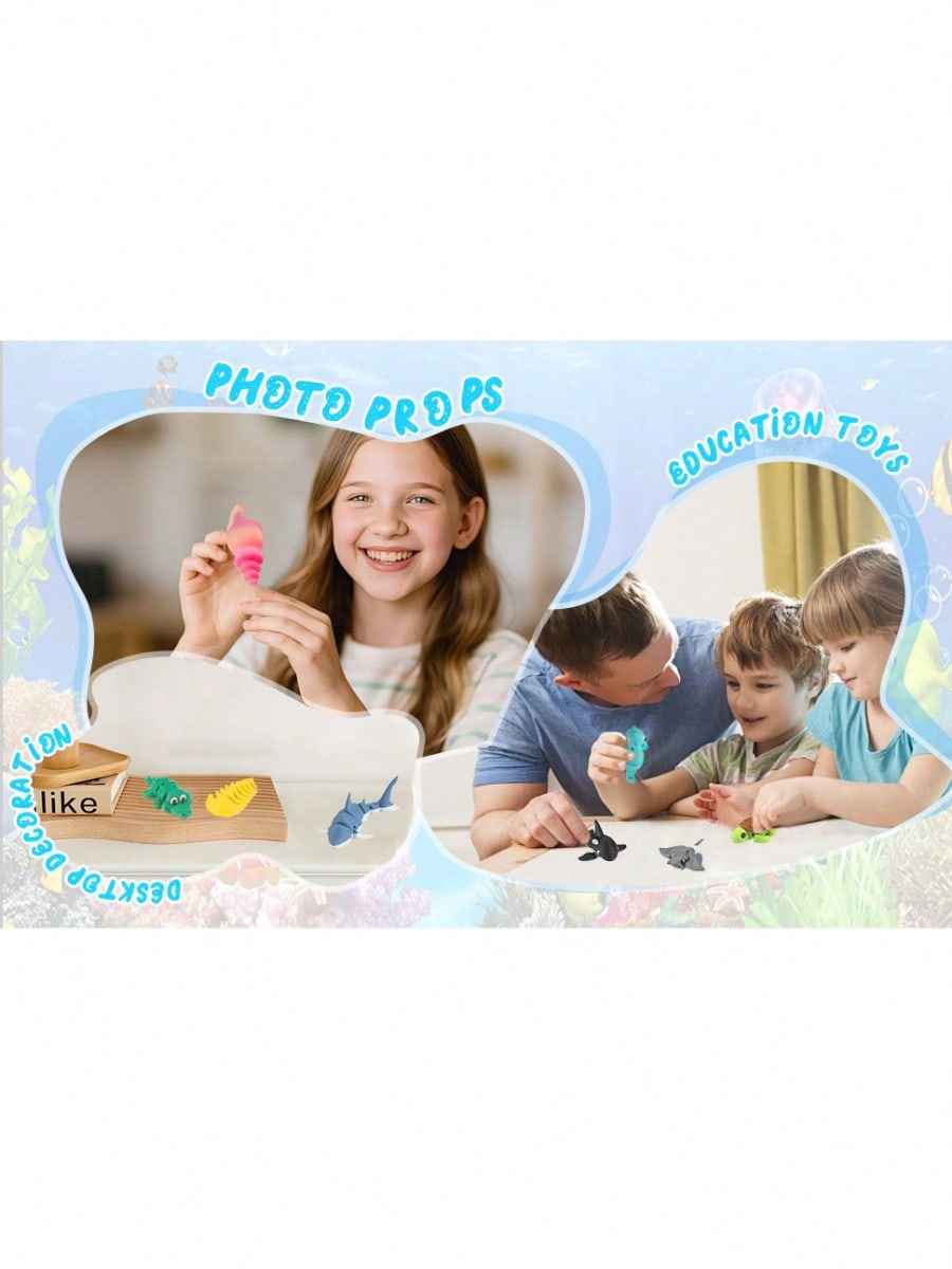 22PCS Ocean Animal Set, 3D Printed Mini Sea Animals Articulating Flexible Fidget Toys, Cute Animal Figurines Toys Birthday Office Desktop Home Decoration,This Is The Best Gift To Give Them On Christmas, Halloween Or A Child's Birthday. - Pedlar's Attic