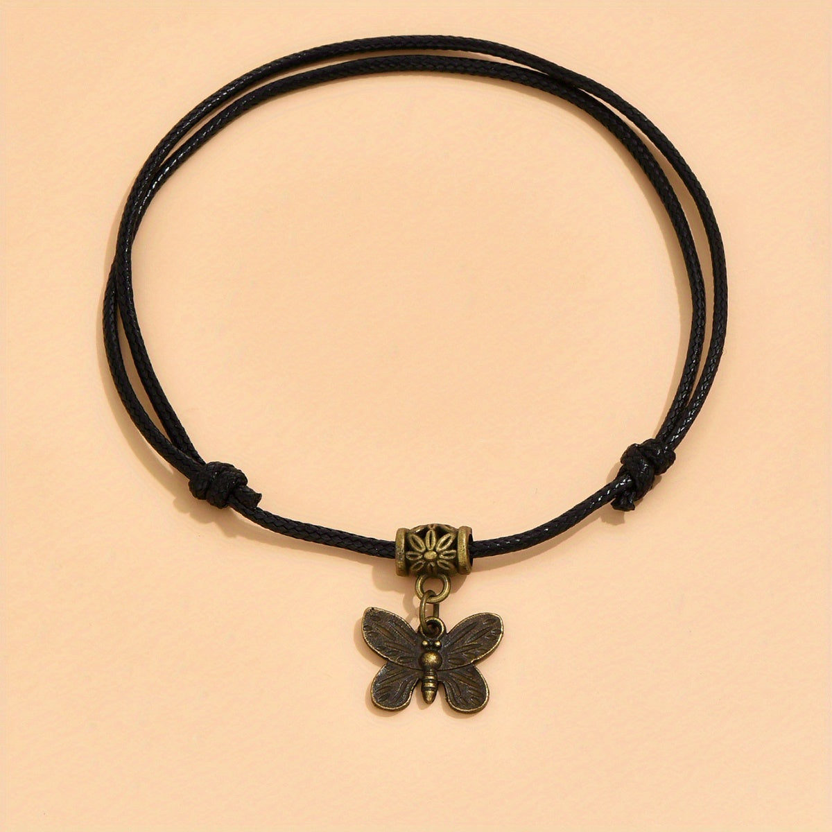 Dragonfly/ Butterfly/ Love Heart Pendant PU Leather Braided Anklet Vintage Western Ankle Bracelet Summer Travel Accessories