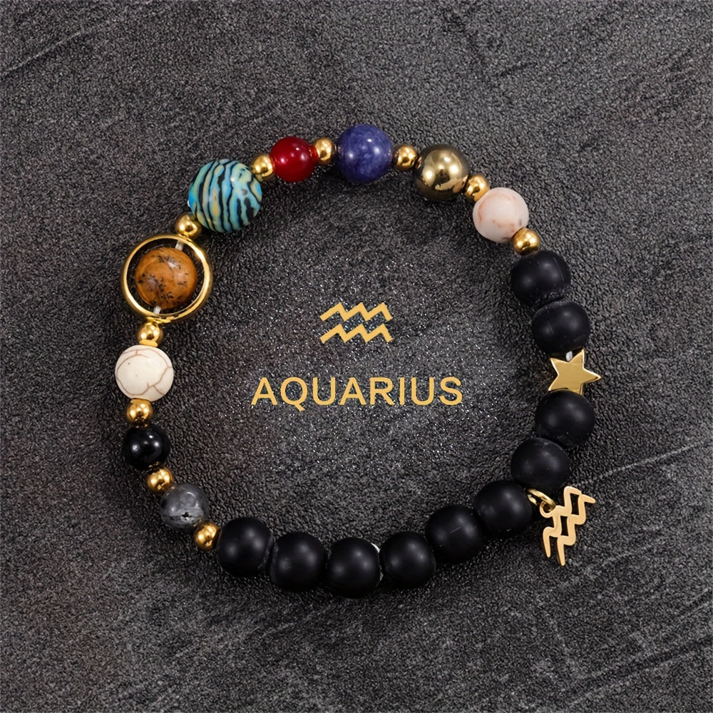 Handcrafted Zodiac Bracelet - Natural Tiger Eye Stone Beads, Unique Pattern & Color Variations, Perfect Gift for Women and Men