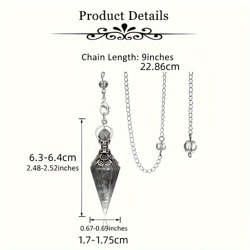 1pc Natural Crystal, Amethyst Dowsing Pendulum, 6 Faceted Hexagonal Pointed Cone Resin Pendant For Divination