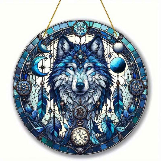 1pc, Wolf Suncatcher, Window Light Catcher(20cm*20cm/8in*8in), Holiday Decoration Gift, Wreath Decoration, Office Decoration, Room Decoration, Garden Decoration, Club Decoration, Man Cave Decoration, Spooky Home Decoration, G - Pedlar's Attic