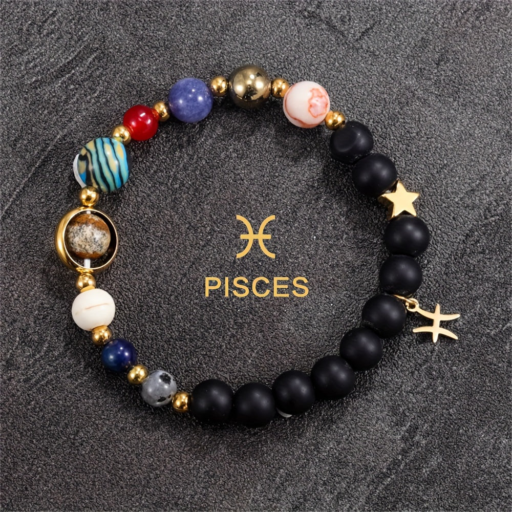 Handcrafted Zodiac Bracelet - Natural Tiger Eye Stone Beads, Unique Pattern & Color Variations, Perfect Gift for Women and Men