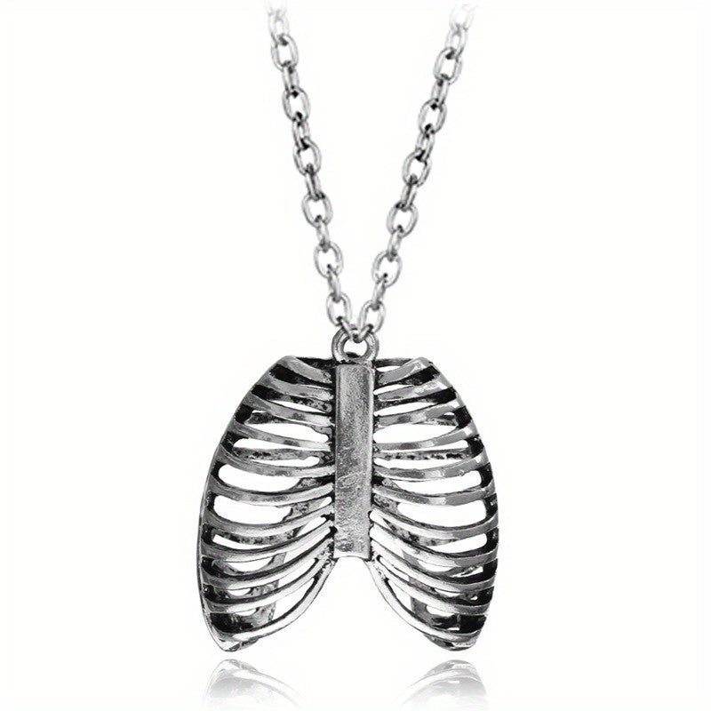 1pc Fashion Gothic Rib Cage Necklace, Gothic Punk Unique Retro Pendant Necklace Men's Jewelry, Stylish Charming Men's Necklace