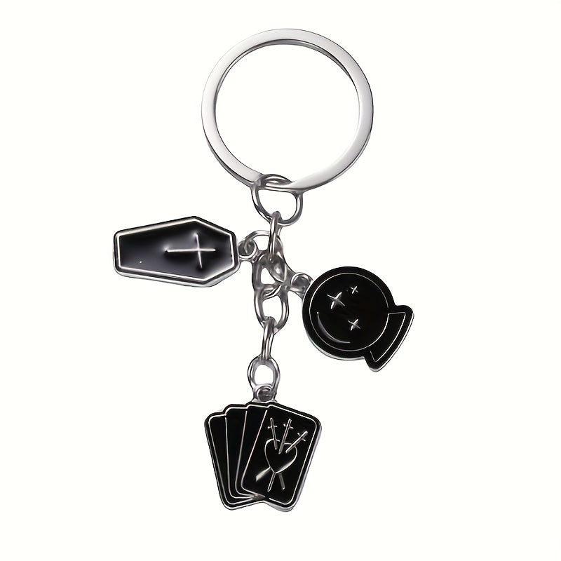 Alloy Keychains With Black Magic Book, Fashionable Accessories Keyring, Versatile Bag & Car Key Accessory, Ideal For Birthday & Anniversary