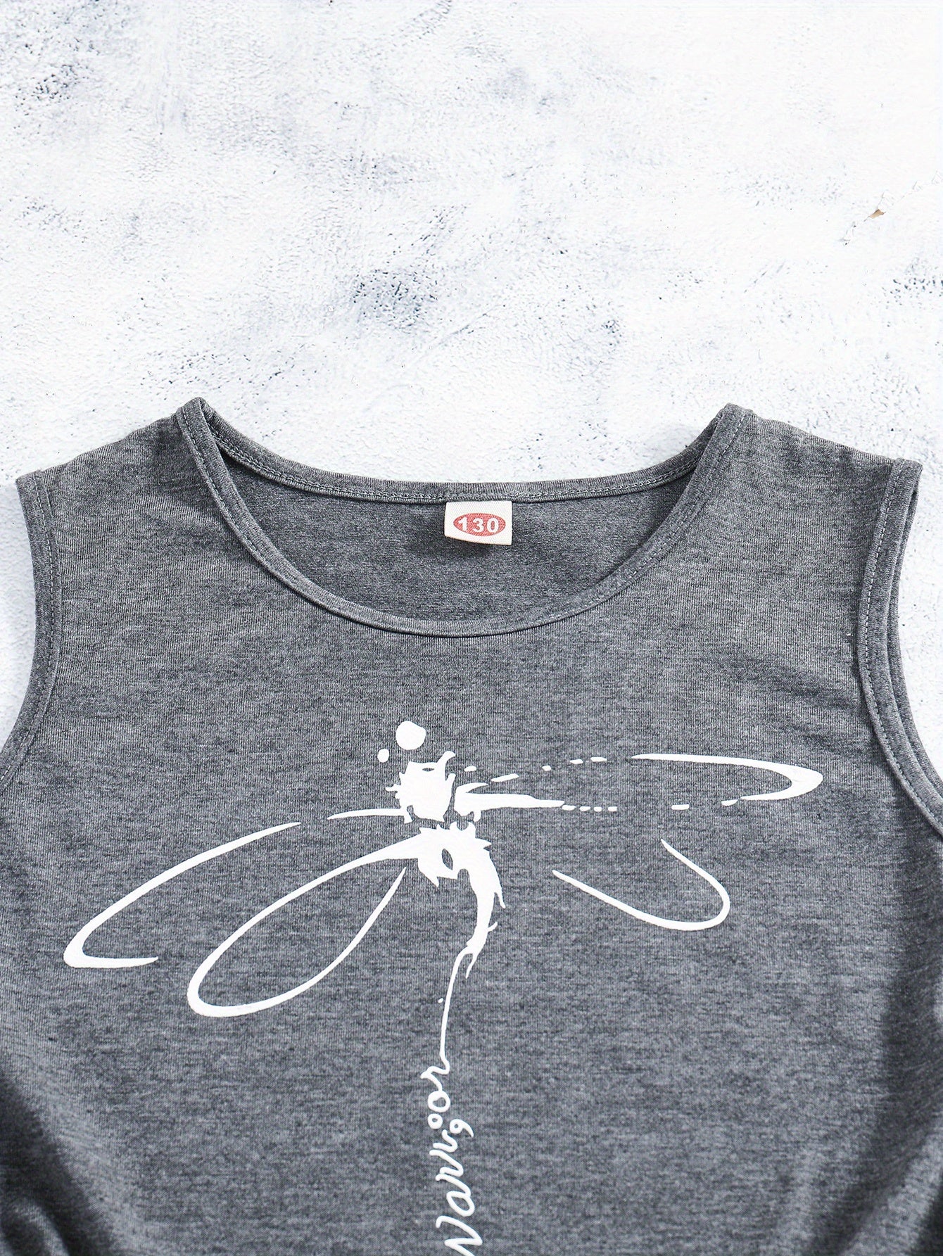 Girls Casual Dragonfly Print Crew Neck Sleeveless T-shirt Top For Summer Gift Outdoor Party
