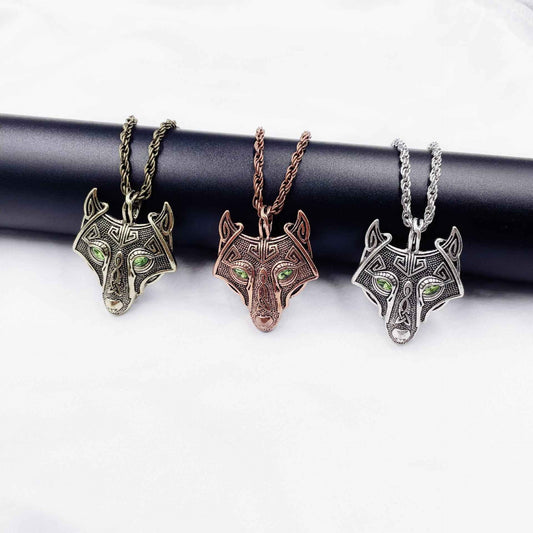 Men's Nordic Viking Necklace Wolf Head Pendant Necklace - Pedlar's Attic