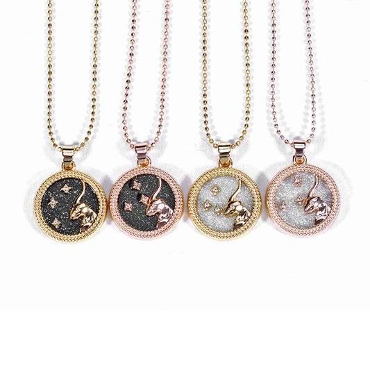 Fashion 12 Constellation Necklaces For Women Men Gold Chain Zodiac Sign Round Pendant Necklace Couple Jewelry Birthday Gift - Pedlar's Attic