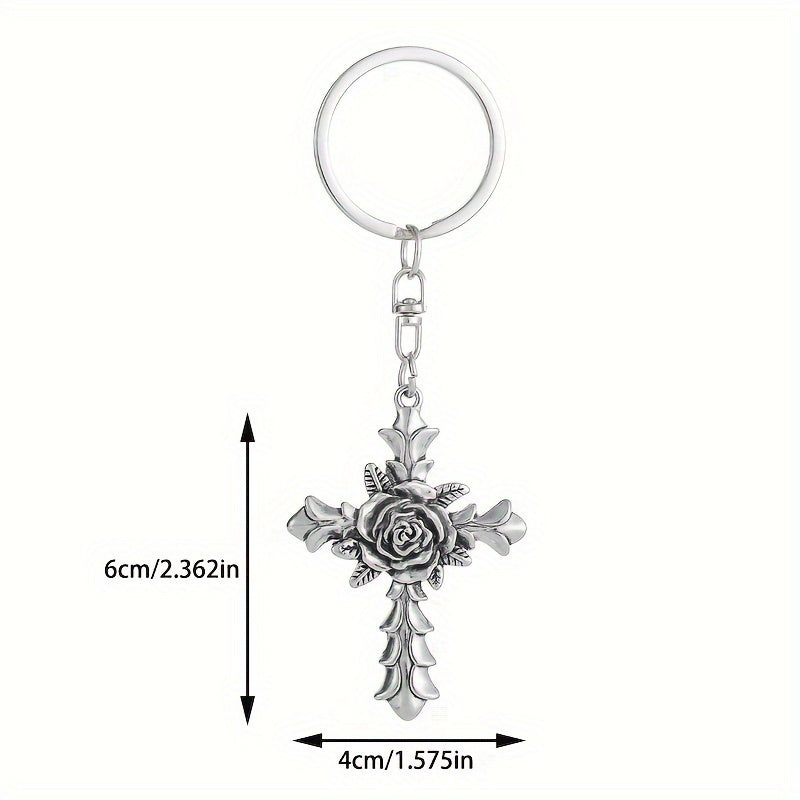 1 Pc Gothic Cross Keychain, Trendy Ladies Car Y2K Style Keyring, Gothic Accessory, Halloween Accessory For Women Men