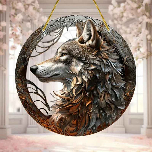 "Mesmerizing Wolf" 5.9" Wolf Suncatcher - Acrylic Wall & Window Decor, Perfect For Bedroom And Living Room - Pedlar's Attic