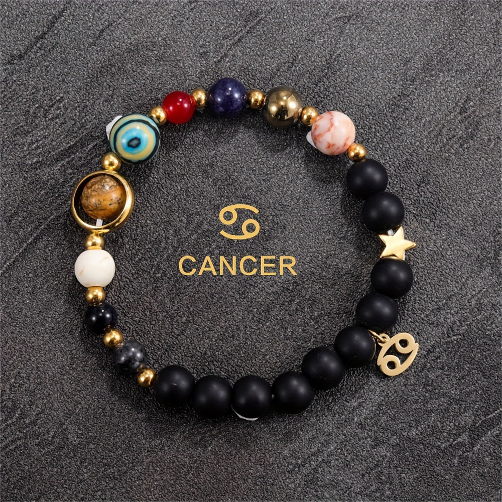 Handcrafted Zodiac Bracelet - Natural Tiger Eye Stone Beads, Unique Pattern & Color Variations, Perfect Gift for Women and Men