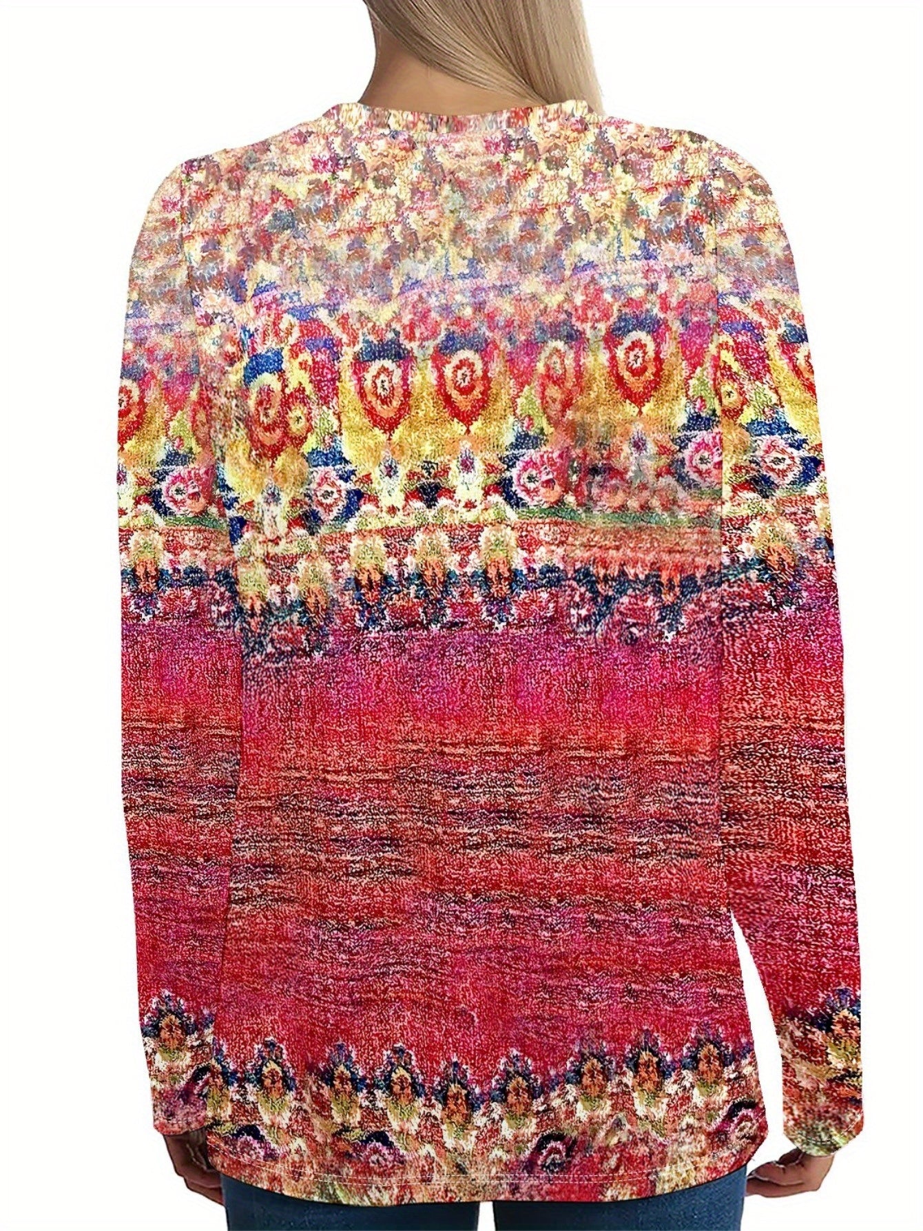 Women'S T-shirt Full Body Print - Comfortable Short Sleeved Round Neck - Perfect Choice for Spring and Autumn Casual Wear