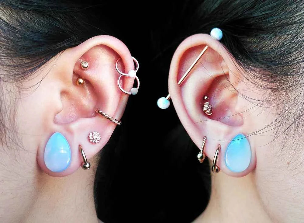 Pair Stone Ear Gauges Dew Drop Ear Plugs Double Flare Saddle Stretching Gauges Expander keyhole Ear Stretcher Body Jewelry - Pedlar's Attic