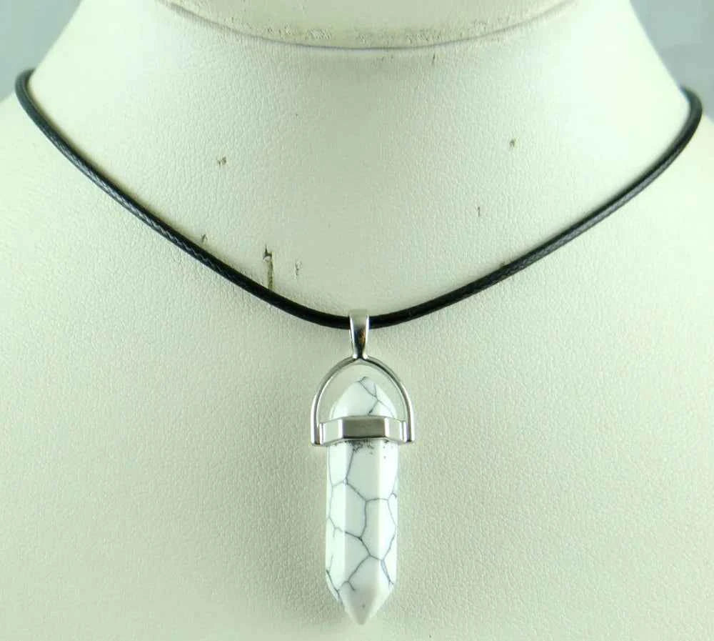 Natural stone Quartz crystal Turquoise tiger eye aventurine Hexagonal column pendulum Pendant for diy Jewelry making necklace