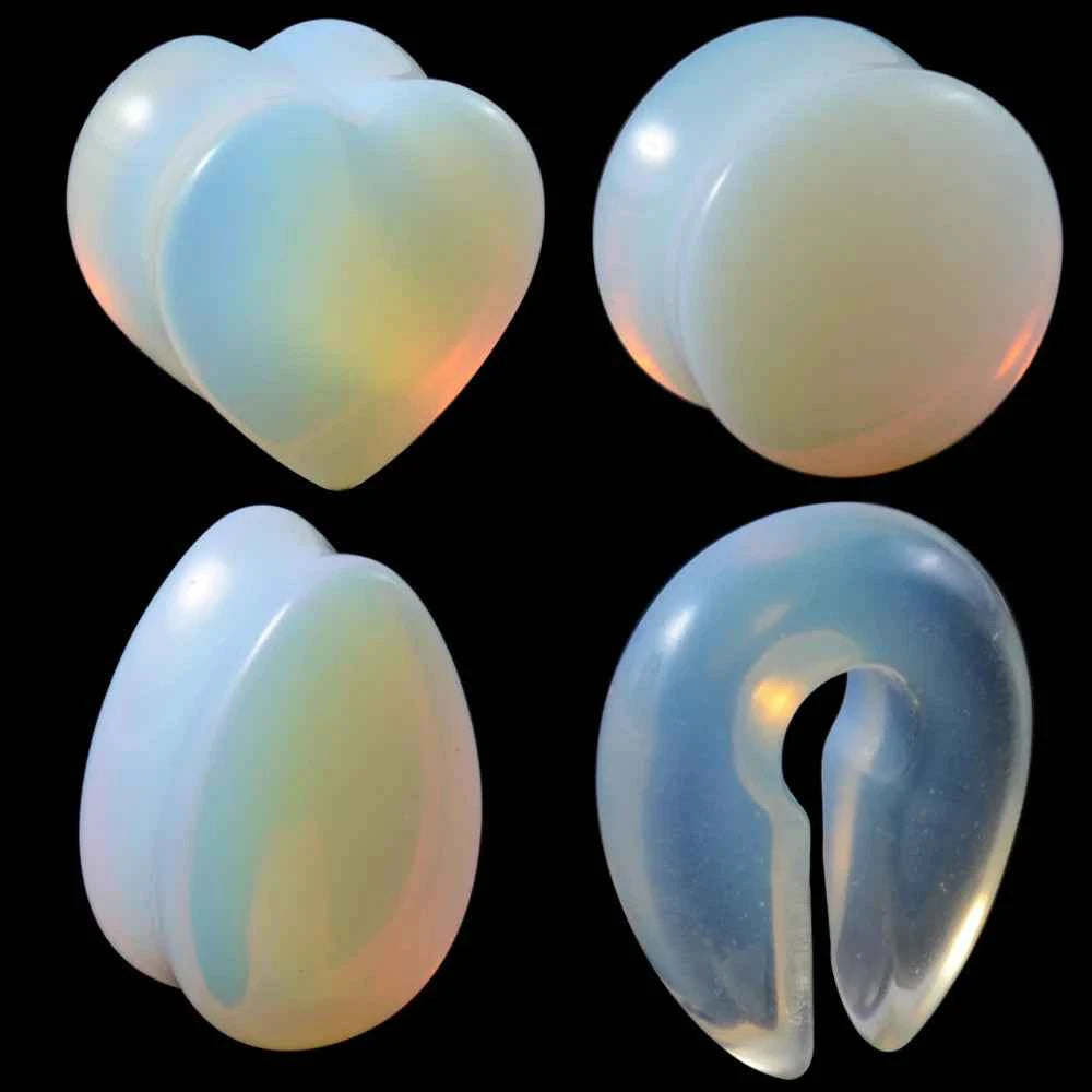 Pair Stone Ear Gauges Dew Drop Ear Plugs Double Flare Saddle Stretching Gauges Expander keyhole Ear Stretcher Body Jewelry - Pedlar's Attic
