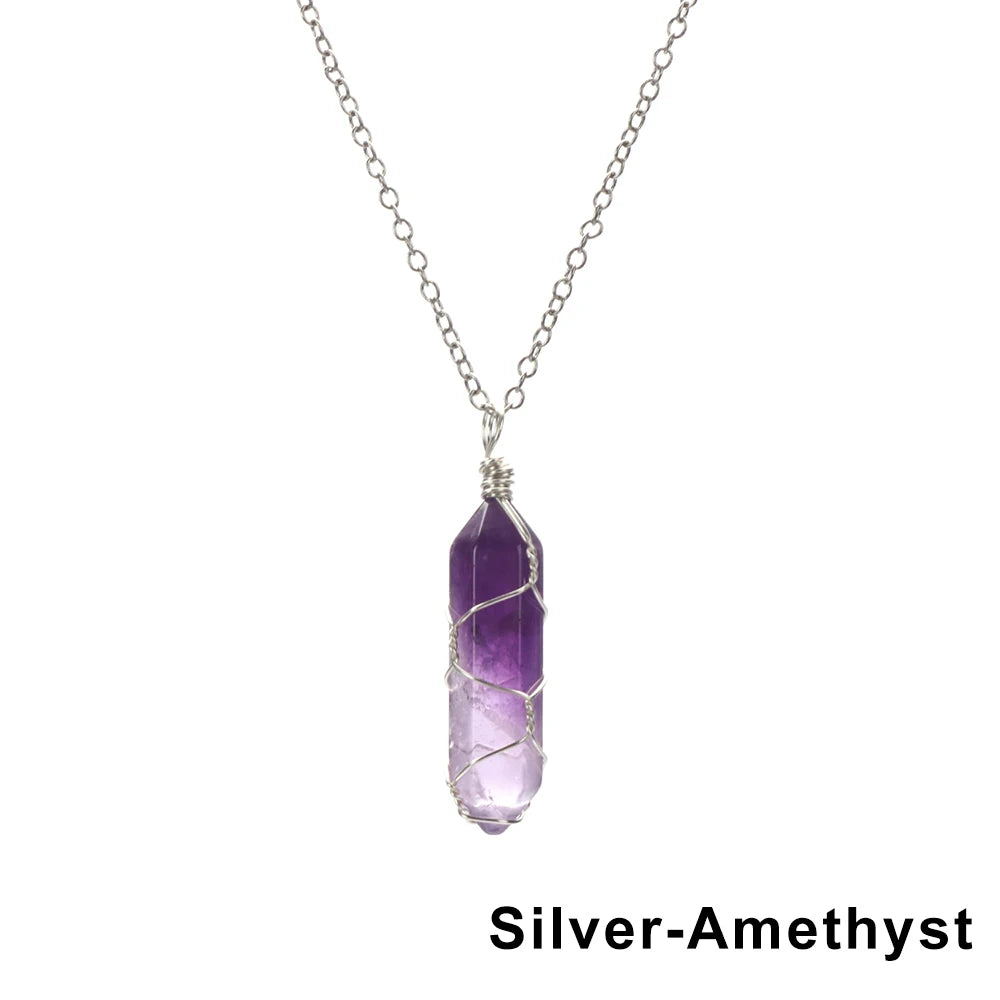 The Threaded Compass — Wire-Wrapped Crystal Point Necklace