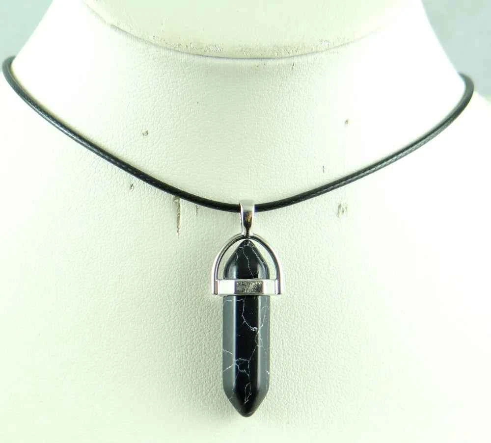 Natural stone Quartz crystal Turquoise tiger eye aventurine Hexagonal column pendulum Pendant for diy Jewelry making necklace