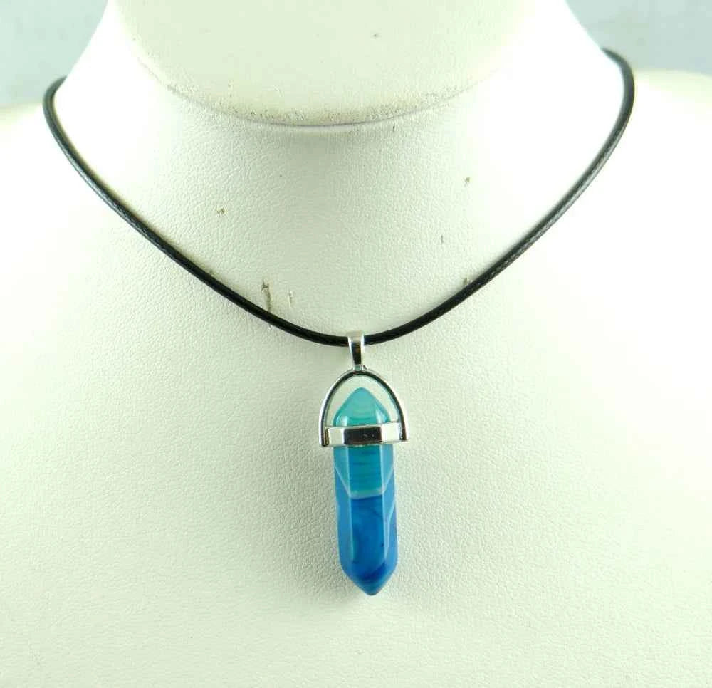 Natural stone Quartz crystal Turquoise tiger eye aventurine Hexagonal column pendulum Pendant for diy Jewelry making necklace