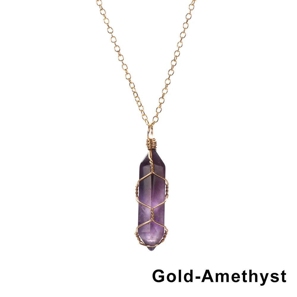 The Threaded Compass — Wire-Wrapped Crystal Point Necklace