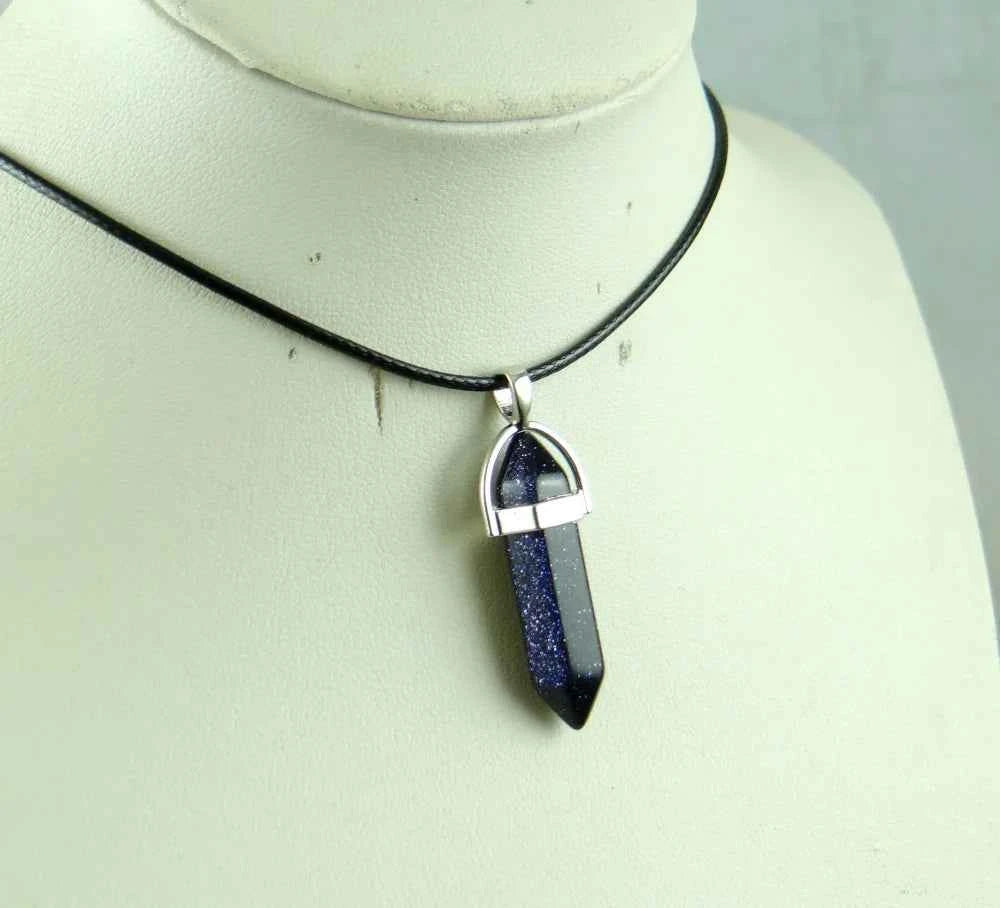 Natural stone Quartz crystal Turquoise tiger eye aventurine Hexagonal column pendulum Pendant for diy Jewelry making necklace