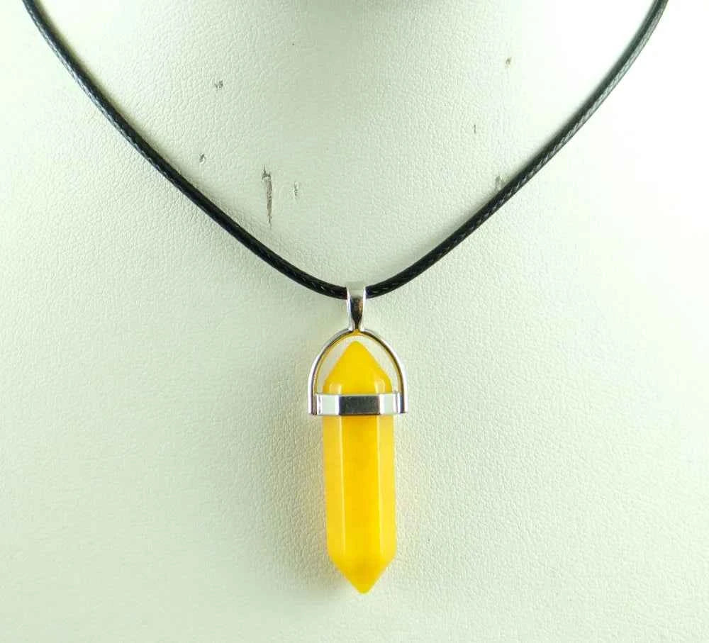 Natural stone Quartz crystal Turquoise tiger eye aventurine Hexagonal column pendulum Pendant for diy Jewelry making necklace