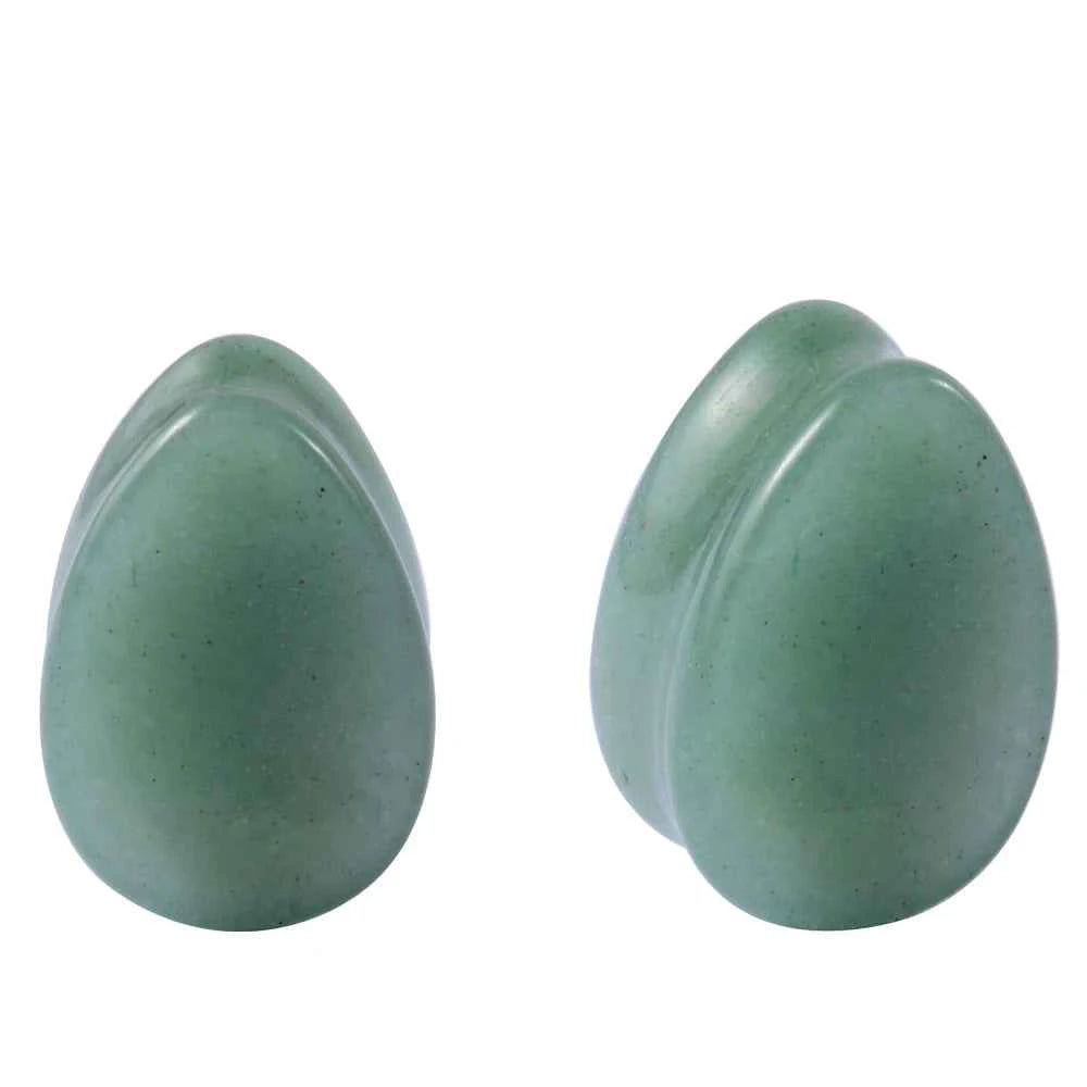 Pair Stone Ear Gauges Dew Drop Ear Plugs Double Flare Saddle Stretching Gauges Expander keyhole Ear Stretcher Body Jewelry - Pedlar's Attic