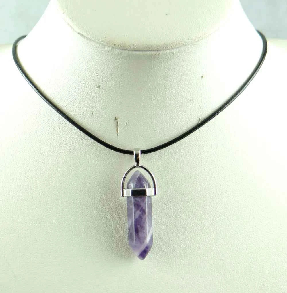 Natural stone Quartz crystal Turquoise tiger eye aventurine Hexagonal column pendulum Pendant for diy Jewelry making necklace