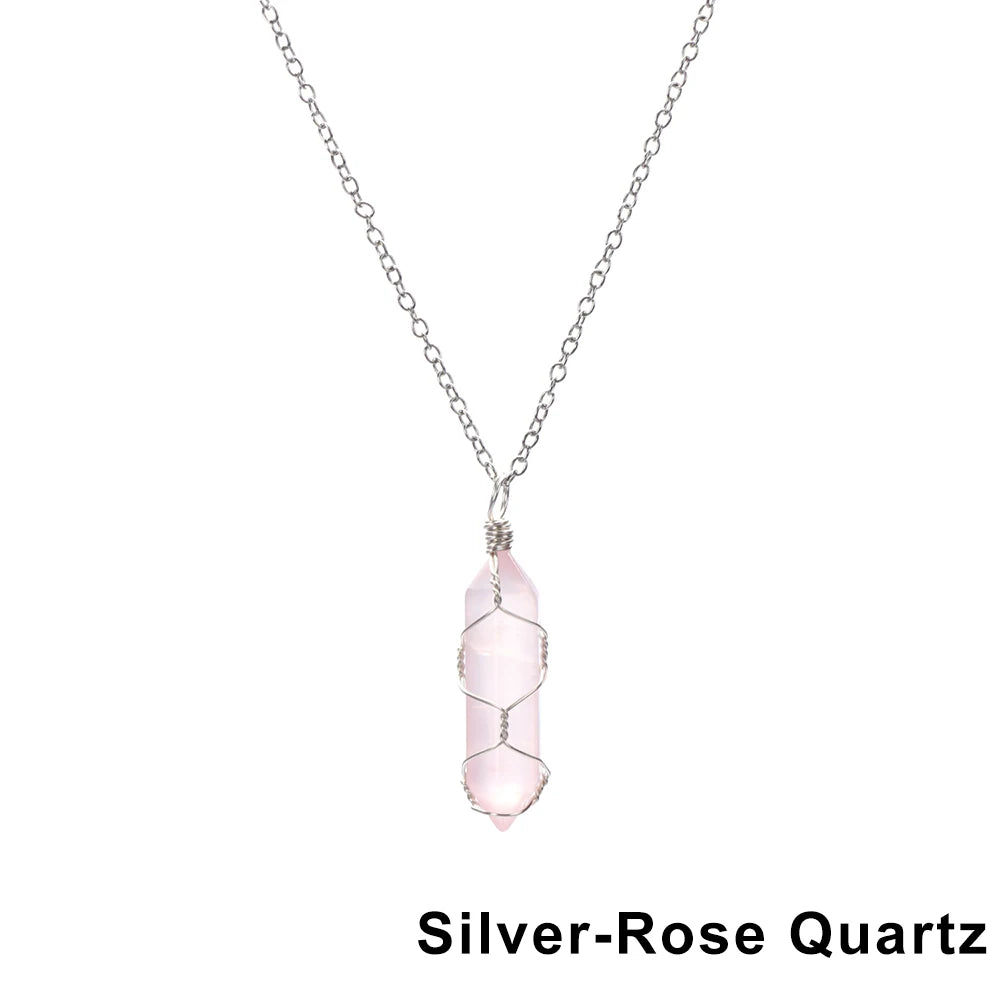 The Threaded Compass — Wire-Wrapped Crystal Point Necklace