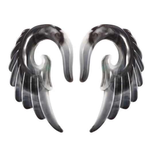 Modrsa 1pair Angel Wings Resin Plugs And Tunnels