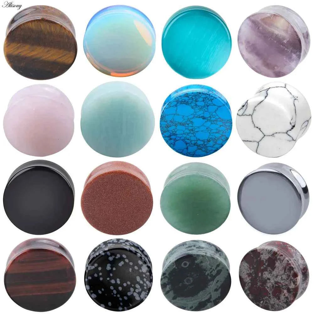 1PC Stone Ear Plugs Gauges Earrings Women Men Ear Plug Flesh Tunnel Piercing Expander Ear Stretcher Body Piercing Jewelry - Pedlar's Attic