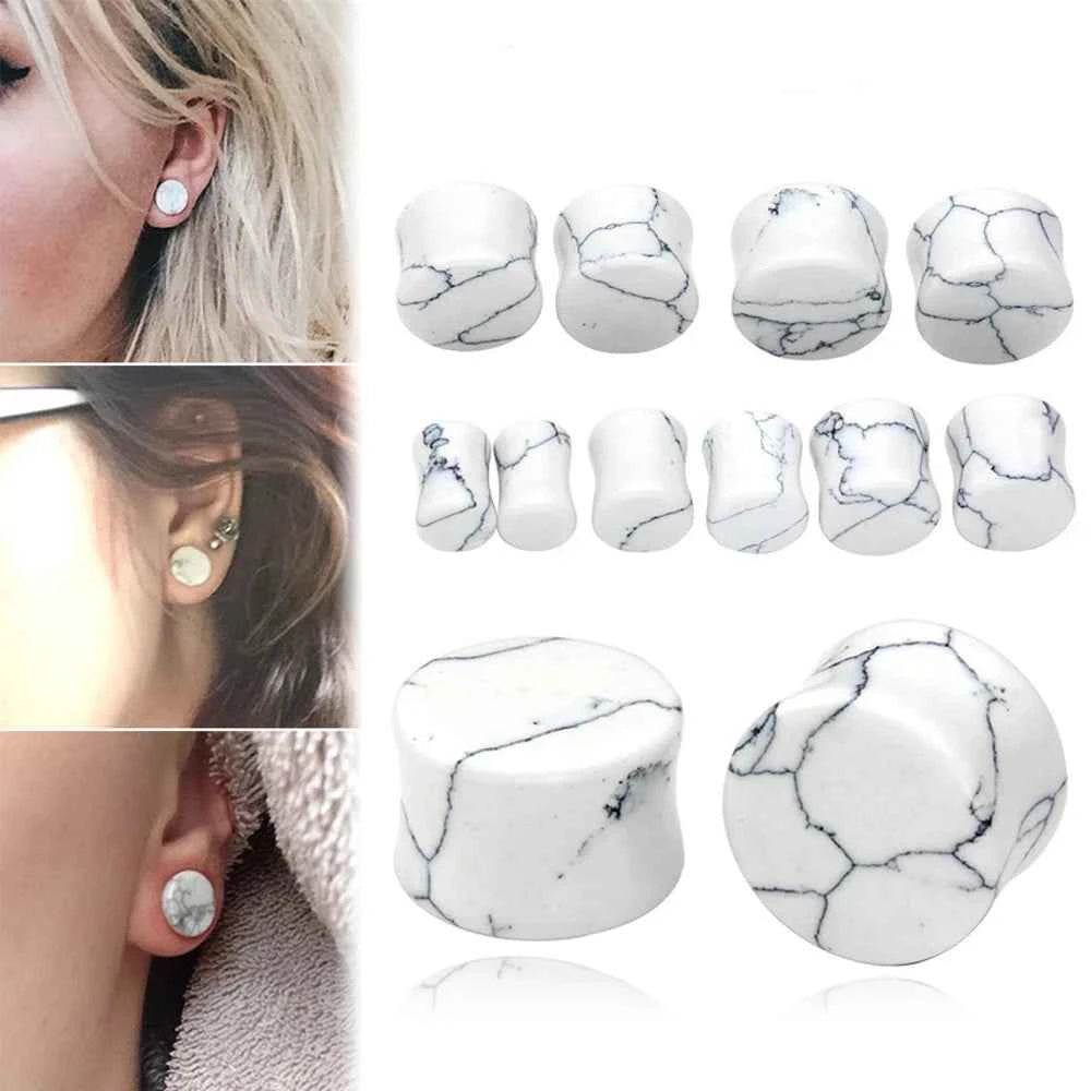 1PC Stone Ear Plugs Gauges Earrings Women Men Ear Plug Flesh Tunnel Piercing Expander Ear Stretcher Body Piercing Jewelry - Pedlar's Attic