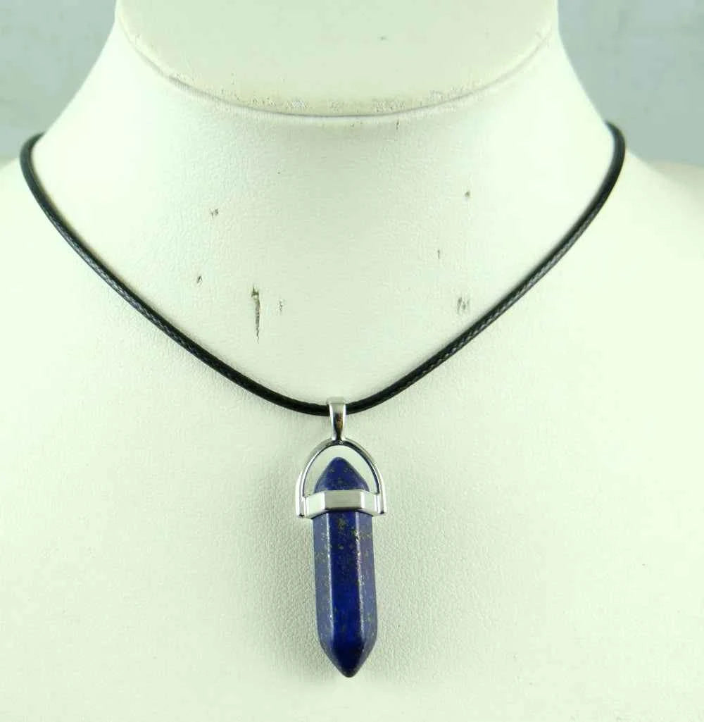 Natural stone Quartz crystal Turquoise tiger eye aventurine Hexagonal column pendulum Pendant for diy Jewelry making necklace