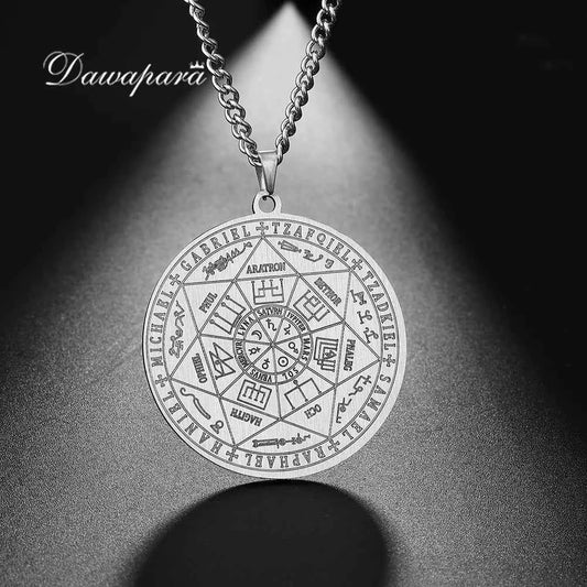 Dawapara 7 Archangels Sigil Necklaces Pentacle Magical Amulet Michaelmas Lucky Protection Supernatural Talisman Necklace