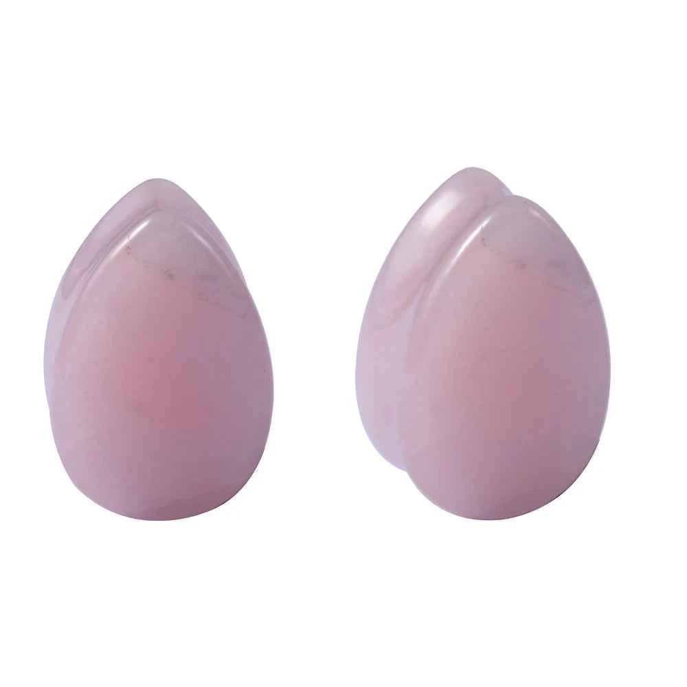 Pair Stone Ear Gauges Dew Drop Ear Plugs Double Flare Saddle Stretching Gauges Expander keyhole Ear Stretcher Body Jewelry - Pedlar's Attic