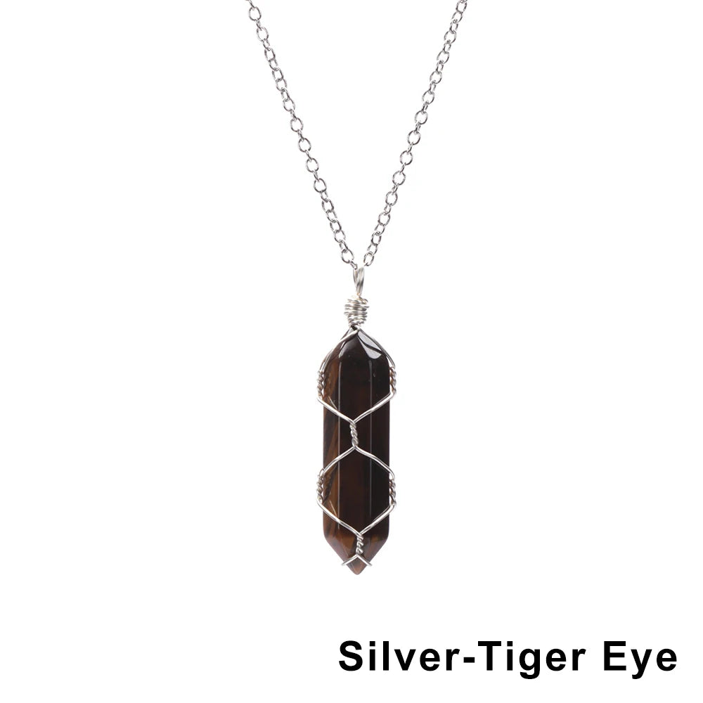 The Threaded Compass — Wire-Wrapped Crystal Point Necklace