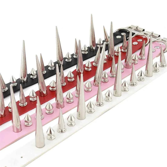 LLL Long Spike Choker Punk Faux Leather Collar For Women Men Cool Big Rivets Studded Chocker Goth Style Necklace Accessories