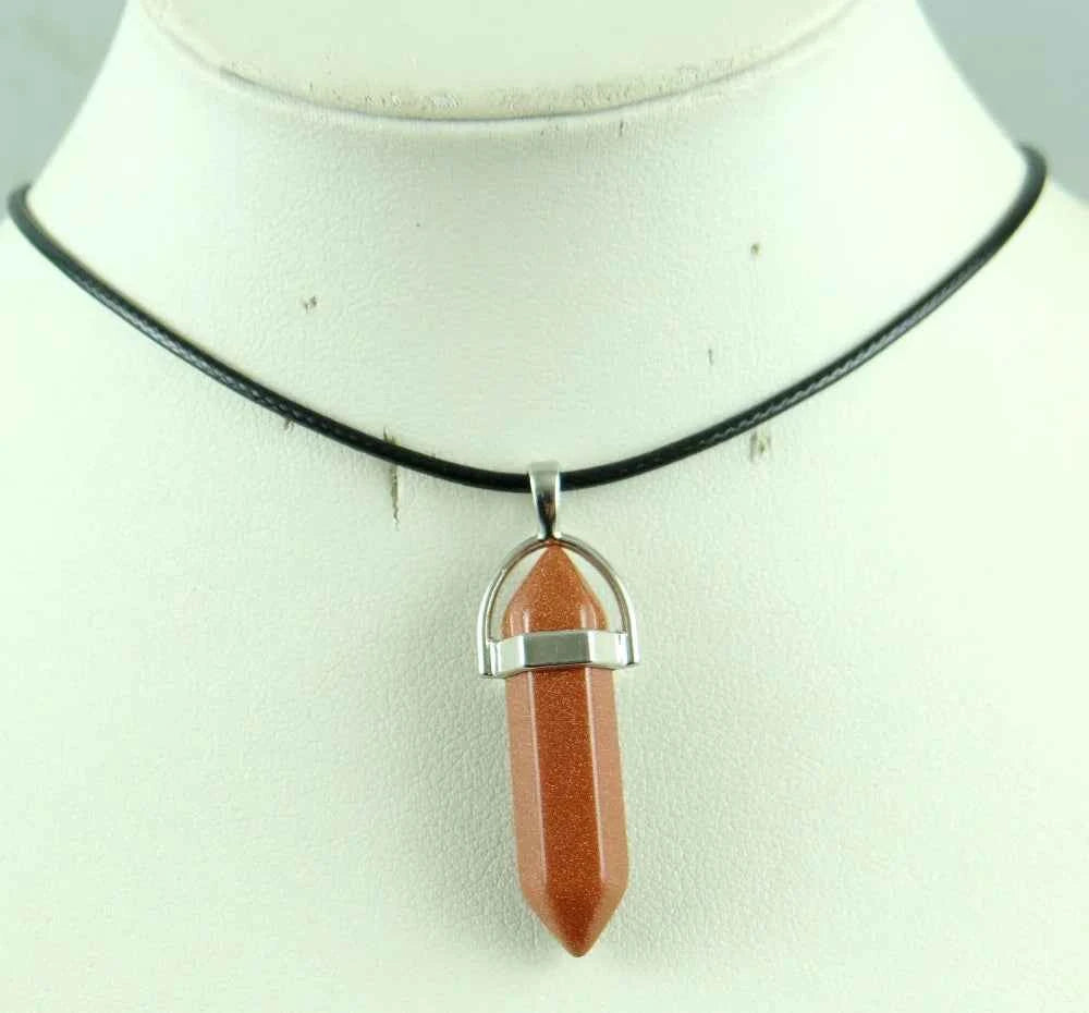Natural stone Quartz crystal Turquoise tiger eye aventurine Hexagonal column pendulum Pendant for diy Jewelry making necklace