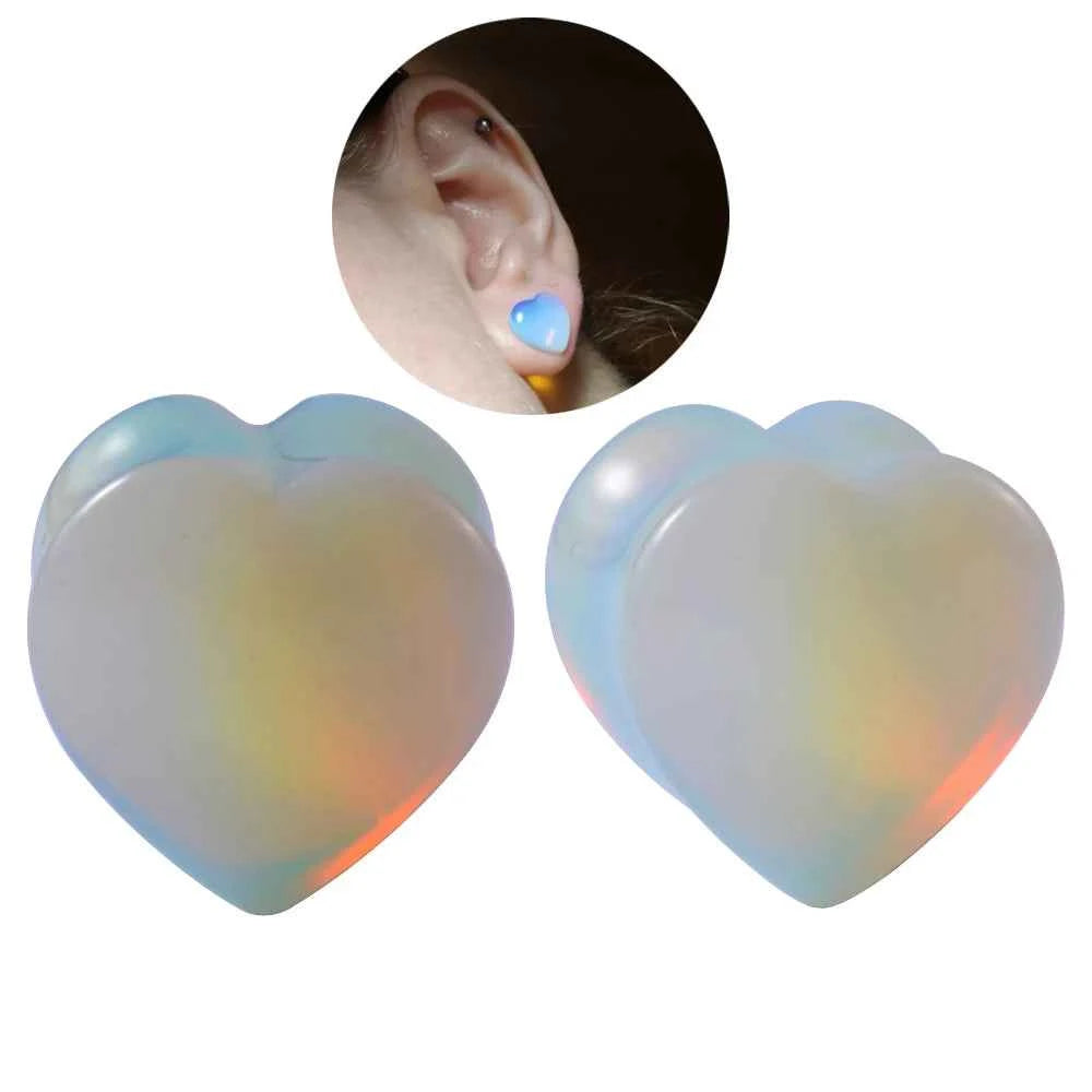 Pair Stone Ear Gauges Dew Drop Ear Plugs Double Flare Saddle Stretching Gauges Expander keyhole Ear Stretcher Body Jewelry - Pedlar's Attic