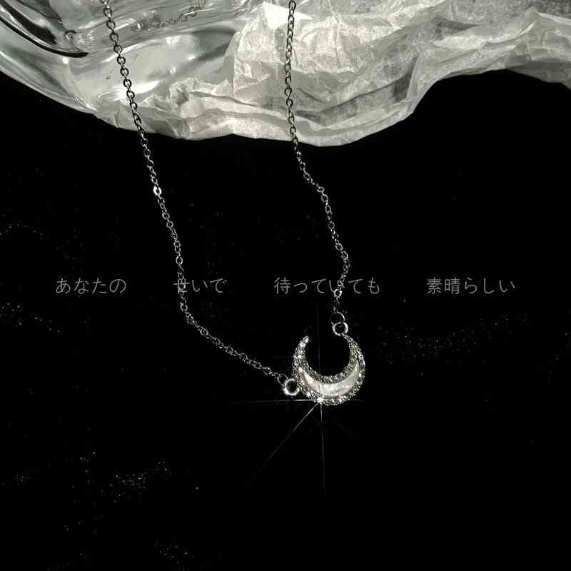 Super Fairy Zircon Moon Necklace - Pedlar's Attic