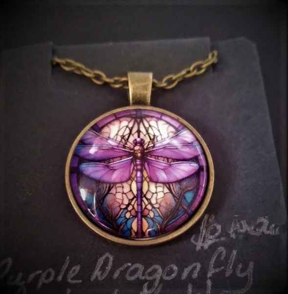 Purple Dragonfly Pendant - Pedlar's Attic